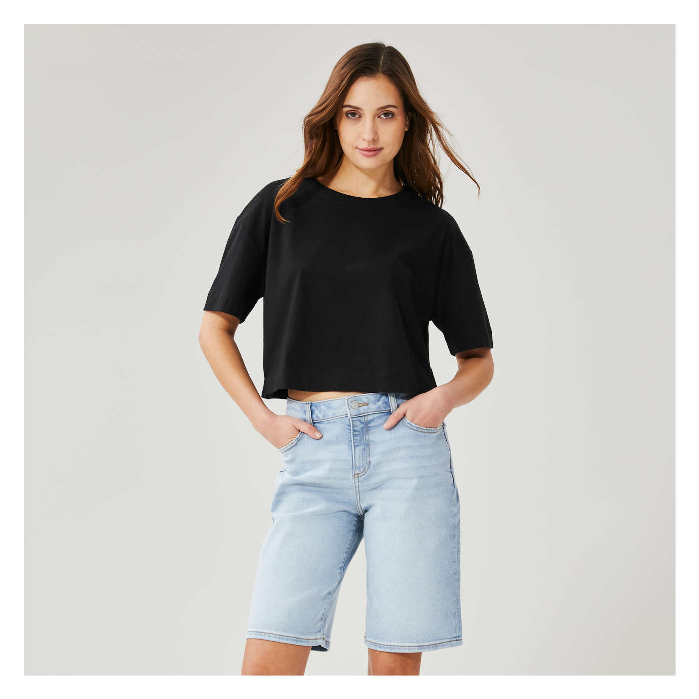 ★SATUR★ W APERO CROPPED RINGER HALF SLEEVE T-SHIRT BLACK W) Apero Crop Ringer T-Shirt – HK Buy Buy Online